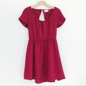 Urban Outfitters Red Jacquard Rose Print Dress